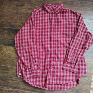 George Red and White Plaid Men's Shirt 2XL